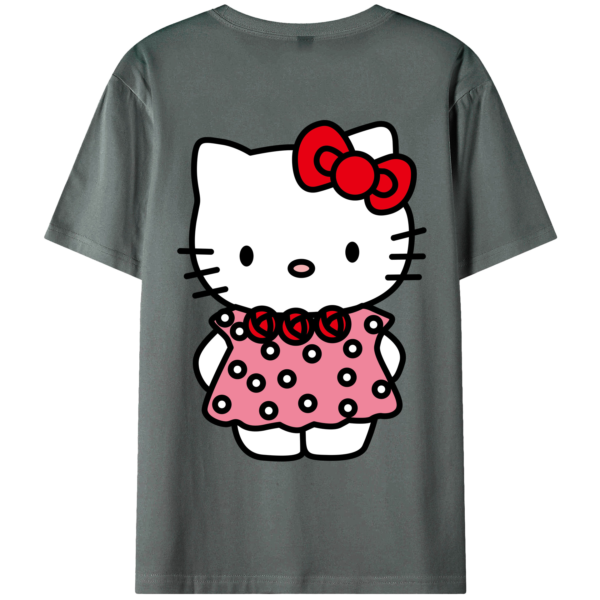 （画像用） Hello Kitty ハローキティ 綿100％ メンズ半袖Tシャツ（バックプリント） 通気性